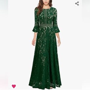 NWOT Formal Emerald Green Lace Dress